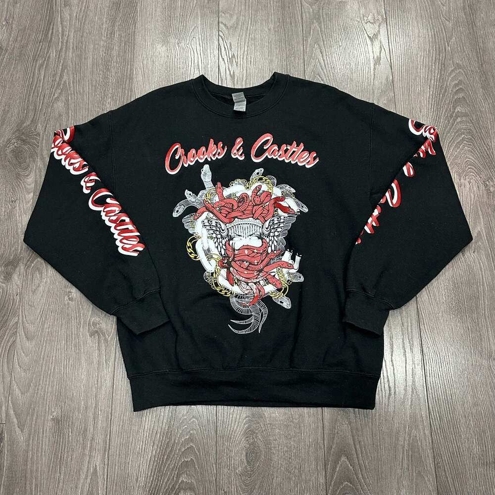 Crooks & Castles Script Chain Medusa Long Sleeve Tee M